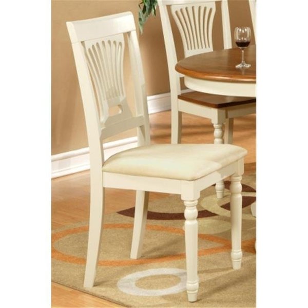 East West Furniture East West Furniture PVC-WHI-C Set Of 2 Plainville Chair Cushioned Seat- Buttermilk PVC-WHI-C